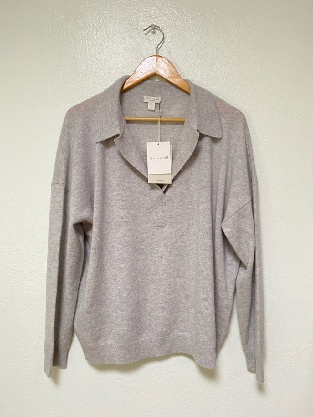 Garnet Hill Essential 100% Cashmere Polo Sweater - Picture 2 of 9